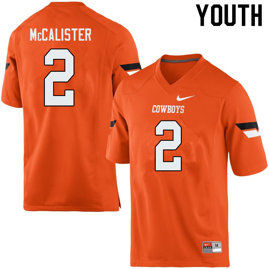 Youth #2 Tanner McCalister Oklahoma State Cowboys College Football Jerseys Sale-Orange